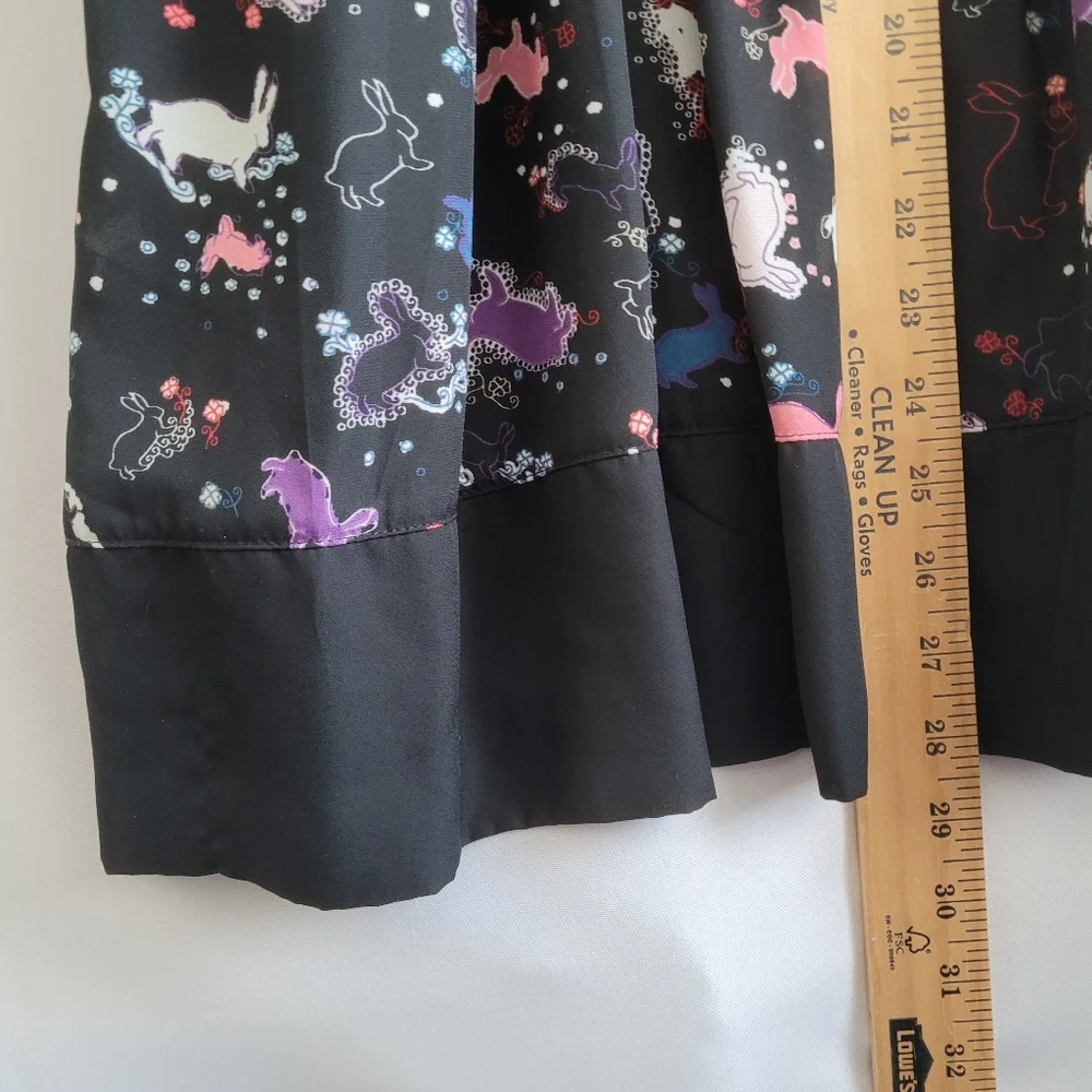 Erin Fetherston Target Slip Babydoll Dress Juniors 9 Black Novelty Flare Rabbit - Picture 6 of 13
